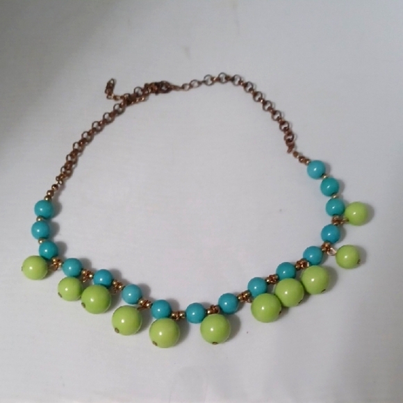 Green and Blue Beaded Necklace - Picture 1 of 3